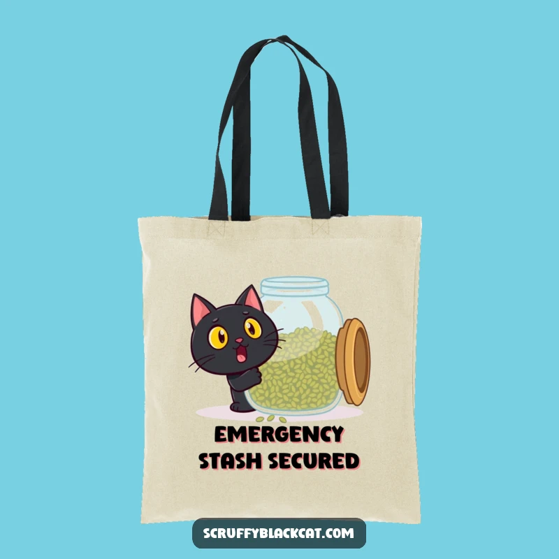 Funny Catnip Cat Tote Bag - Giant Jar Discovery, Carry Your Humor