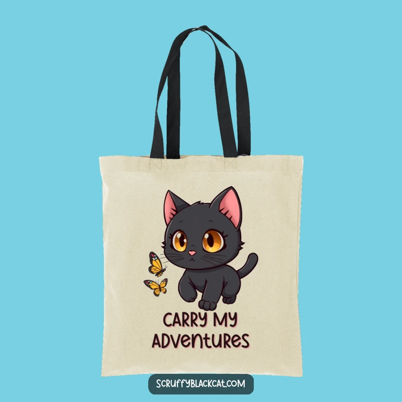 Funny Black Cat Butterfly Tote Bag: Carry Your Essentials with a Smile!