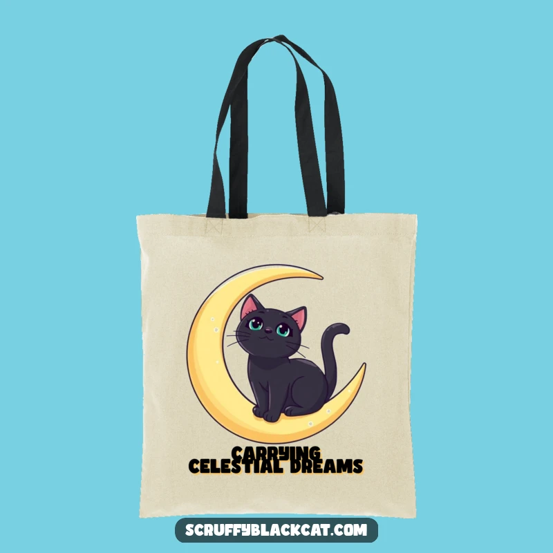 Funny Bold Black Cat Moon Tote Bag: Carry Your Dreams