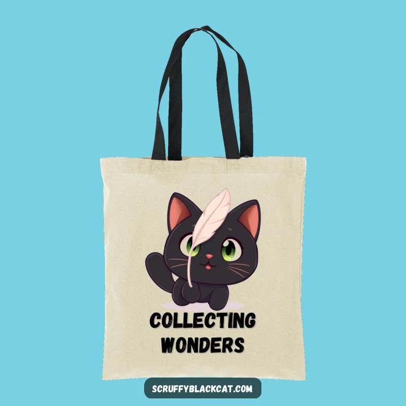 Funny Cat Feather Watch Tote Bag: Amazed Cat's Curiosity, Perfect Gift for Cat Moms