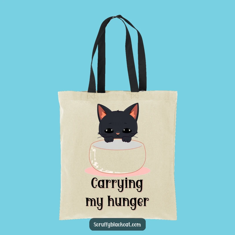 Funny Empty Bowl Cat Meow Tote Bag - Hilarious Cat Foodie Carry-All