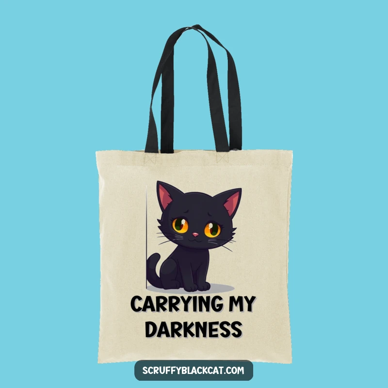 Funny Glowing Eyes Black Cat Tote Bag - Spooky Humorous Bag for Cat Owners